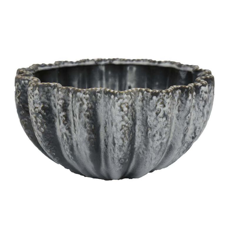 Kiara Decorative Bowl, Aqua Gray Ceramic Textured Design, 15 Inch image number 0