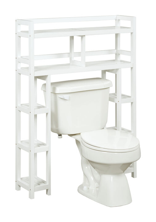 NewRidge Home Goods Solid Wood Dunnsville 2-Tier Bathroom Space Saver with Side Storage