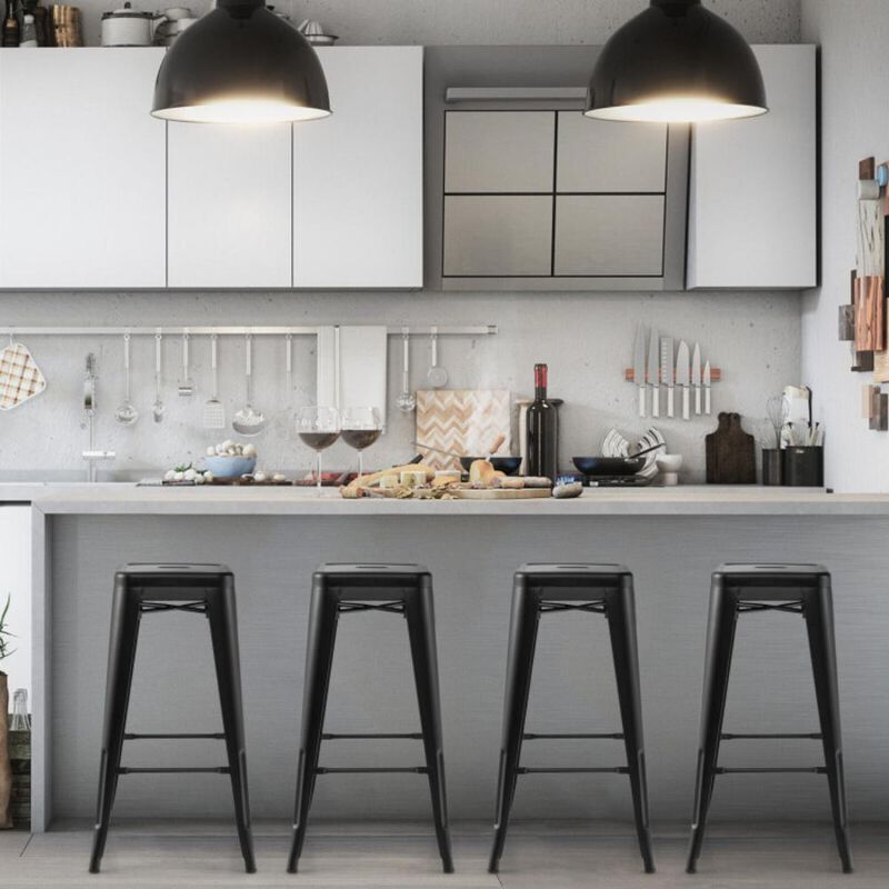 Hivvago 30 Inch Bar Stools Set of 4 with Square Seat and Handling Hole