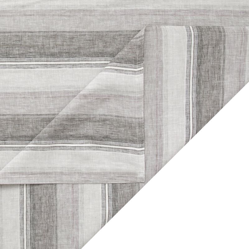 French Flax Linen King Variegated Stripe Duvet Cover Set in Charcoal image number 3