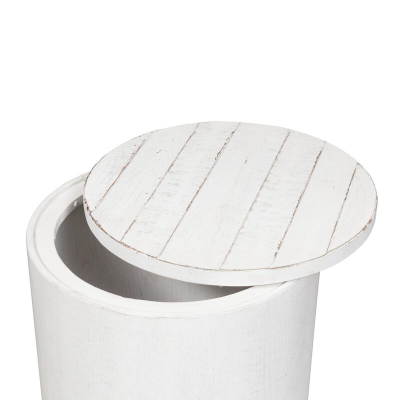 Liberty Furniture Modern Farmhouse Drum End Table in Flea Market White w/ Heavy Distressing image number 2