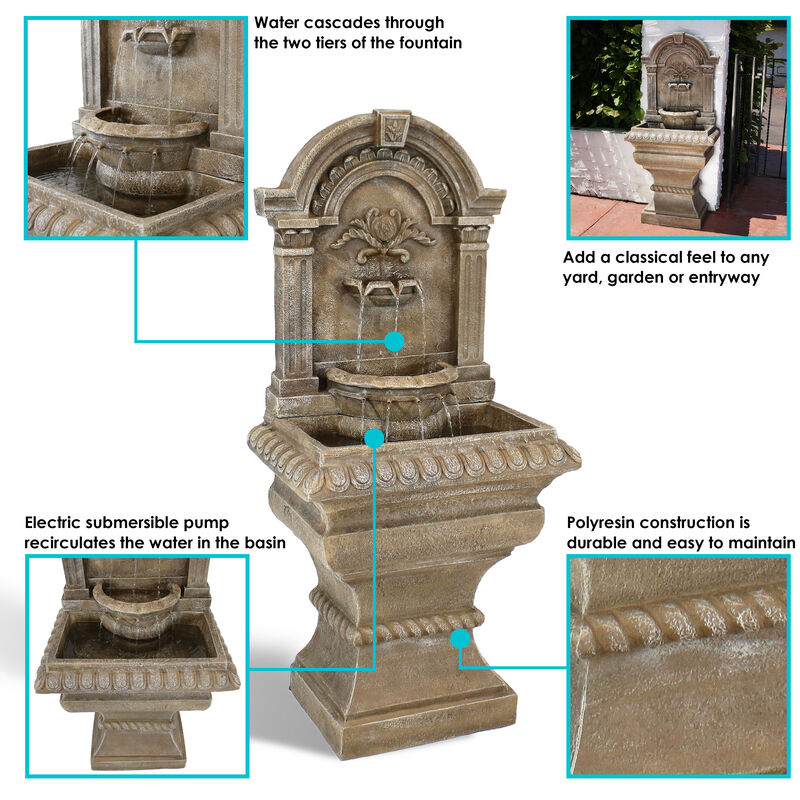 Sunnydaze Ornate Lavello Standing Outdoor Waterfall Fountain - 51 in