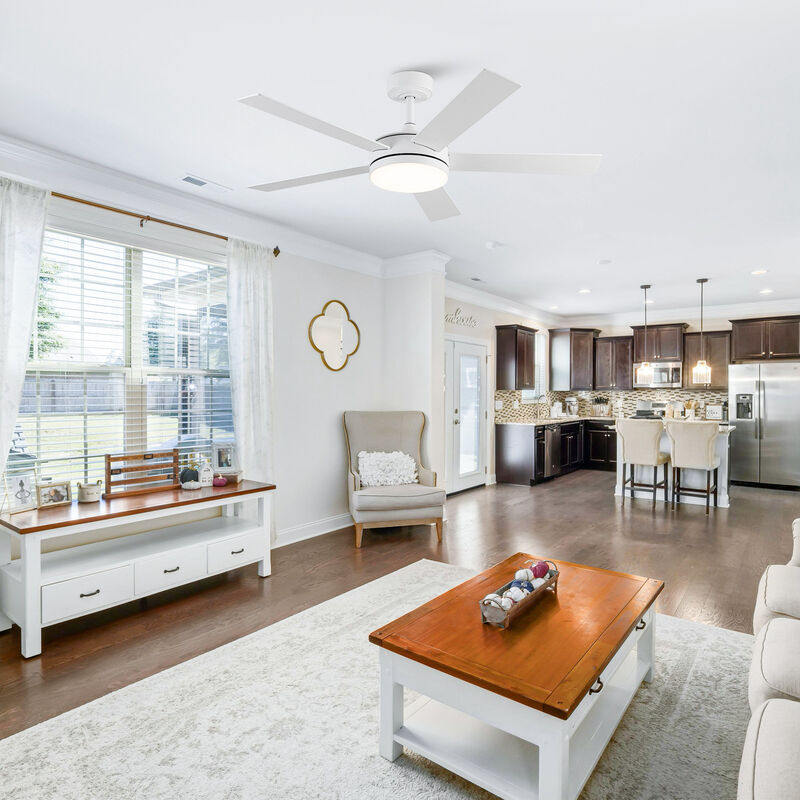 48 in. Smart Matte White Integrated LED Dimmable Reversible Blades Ceiling Fan with Light and APP Control & Remote