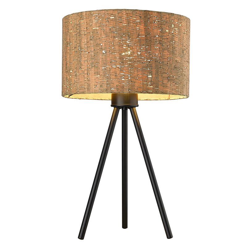 Hivvago 22" Black Metal Tripod Table Lamp With Beige Drum Shade