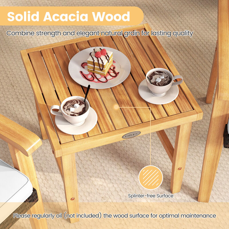 3-Piece PE Wicker Patio Conversation Set with Acacia Wood Table image number 6