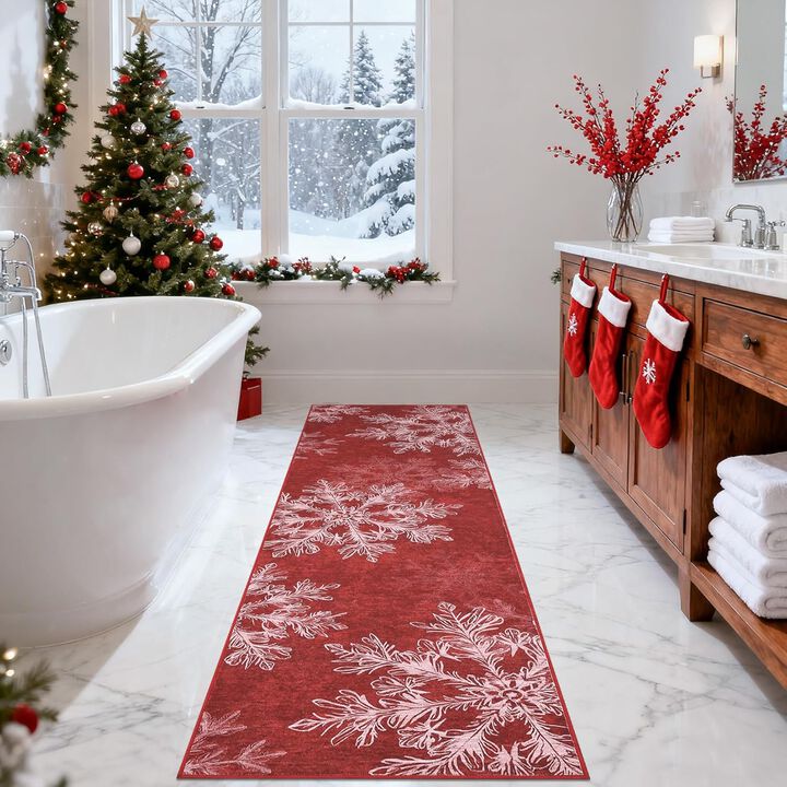 Christmas Washable, Area Rugs Non Slip Living Room Rug, Snowflake Soft Xmas Decor for Nursery Office