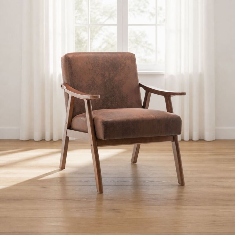 GOODSILO Mid-Century Modern Accent Chair, Wingback Lounge Chair with Thick Backrest for Living Room, Bedroom and Reading Spaces image number 2