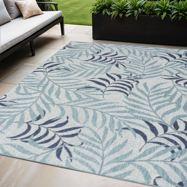 HomeRoots Palm Leaf Indoor Outdoor Area Rug