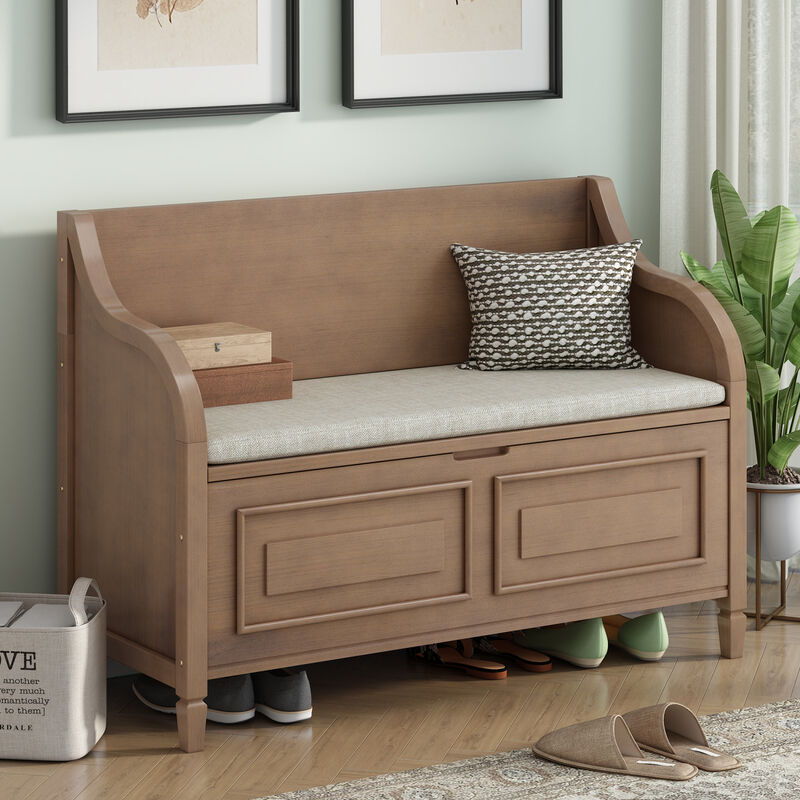 Streamdale Rustic Solid Wood Multifunctional Entry Bench image number 1