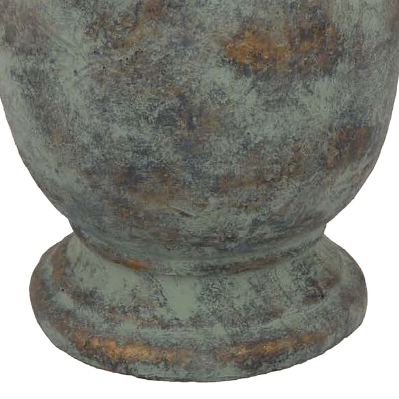 Kasa Accent Planter, Green Terracotta, Subtle Mottled Texture, 16 Inch - Benzara