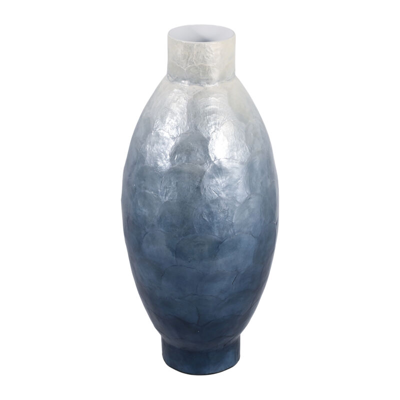Ombre Capiz Vase, Ivory/Blue image number 3