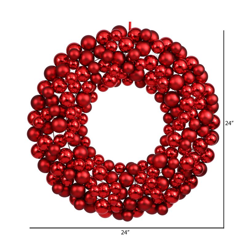 Vickerman Ball Wreath, 22-Inch, Red image number 1