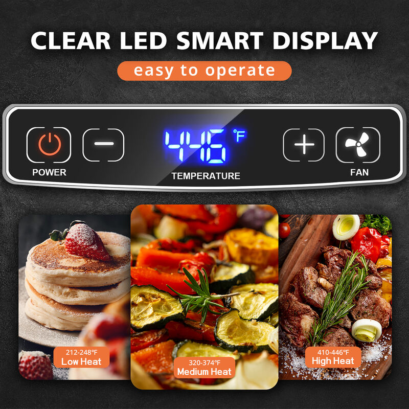 Cusimax 1500W Smokeless Indoor Grill with LED Smart Display & Non-stick Removable Grill Plate, Tempered Glass Lid, Turbo Smoke Extractor image number 3