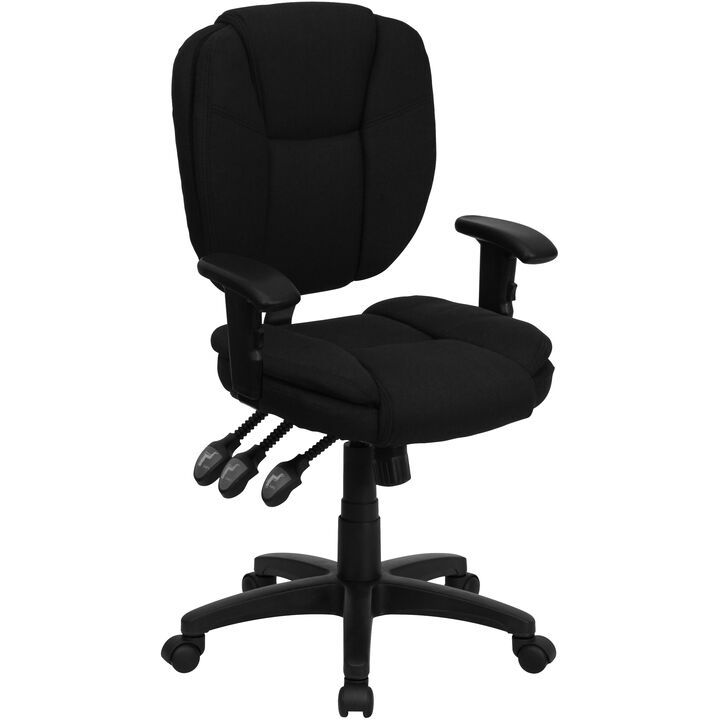 Caroline Mid-Back Fabric Multifunction Swivel Ergonomic Task Office Chair with Pillow Top Cushioning and Arms