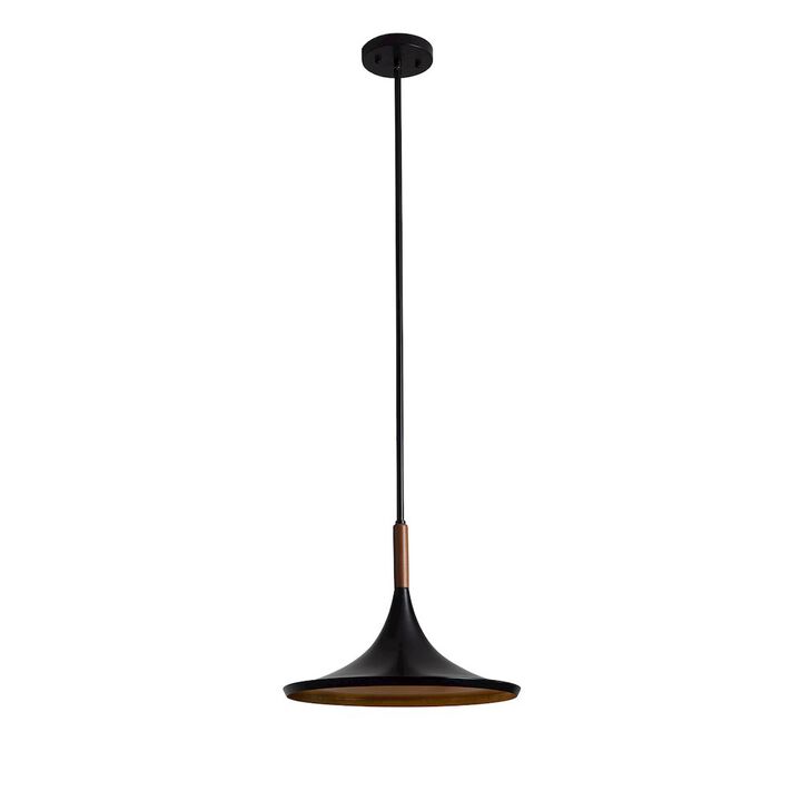 NOVA OF CALIFORNIA Lodi Pendant Light Small - Matte Black, Walnut