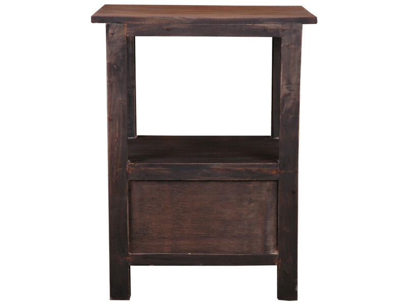 Shabby Chic Cottage 15.8 in. Blackwash and Raftwood Brown Square Solid Wood End Table with 2 Drawers
