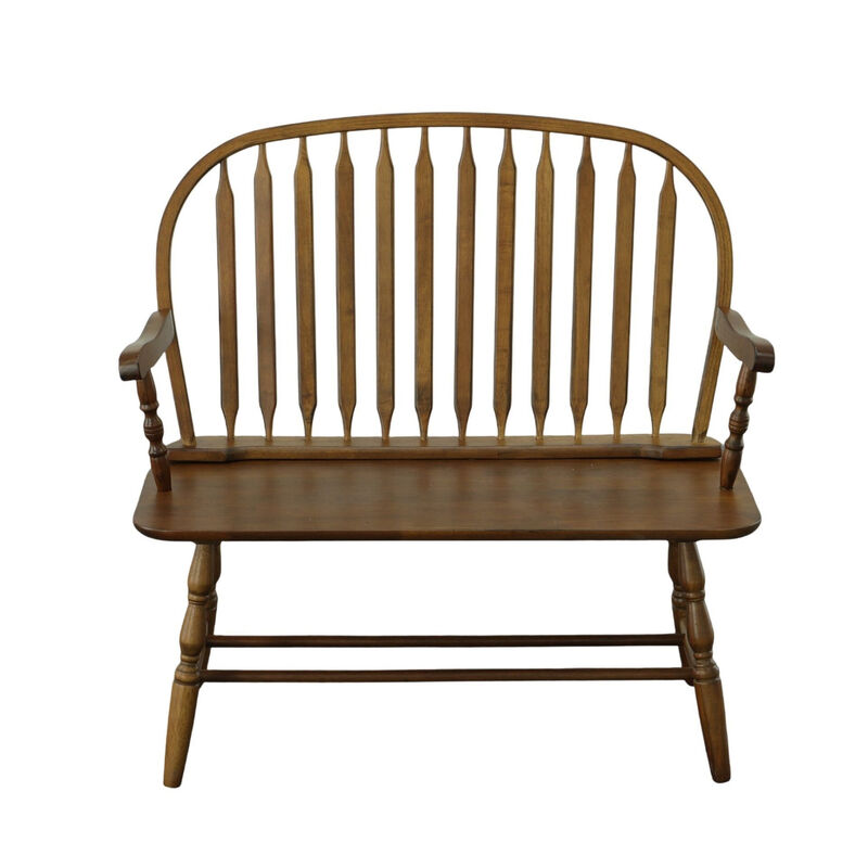 HomeRoots 44" Wood Windsor Spindle Back Bench image number 4