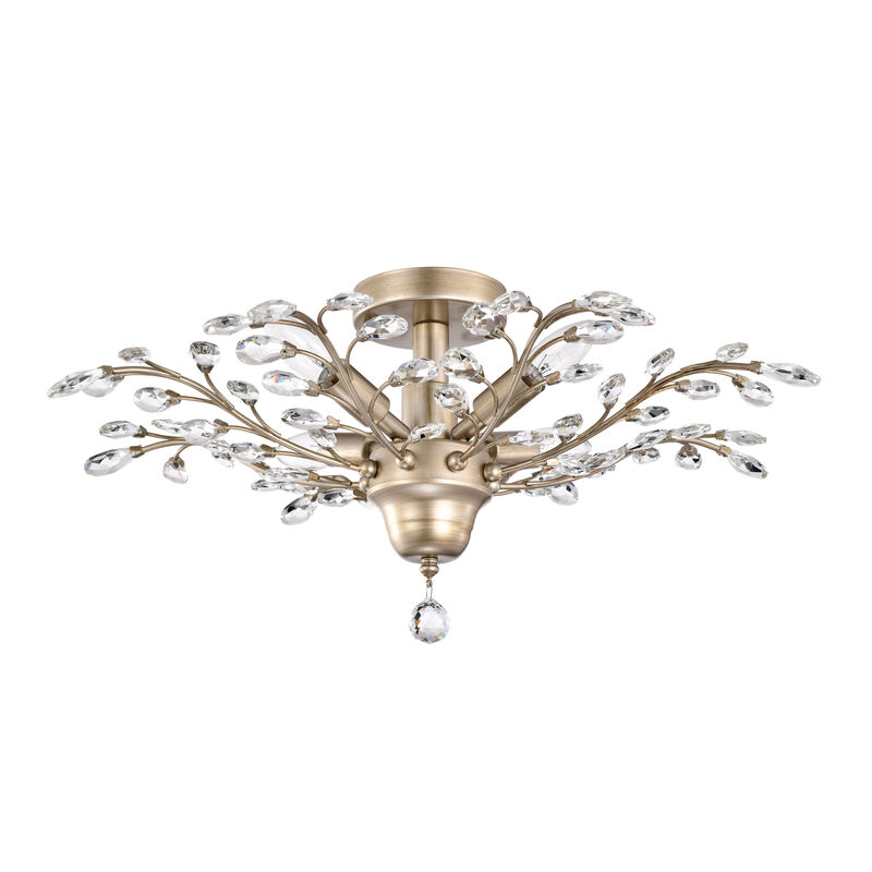 Grace 4-light Brushed Champagne Silver Crystal Leaves Flush Mount image number 0