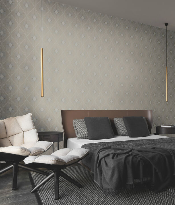 Harlowe Warm Grey & Gold Wallpaper