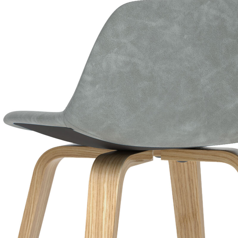 Randolph Mid-Century Modern 28 inch Bentwood Counter/ Bar Height Stool (Set of 2) in Stone Grey PU faux leather