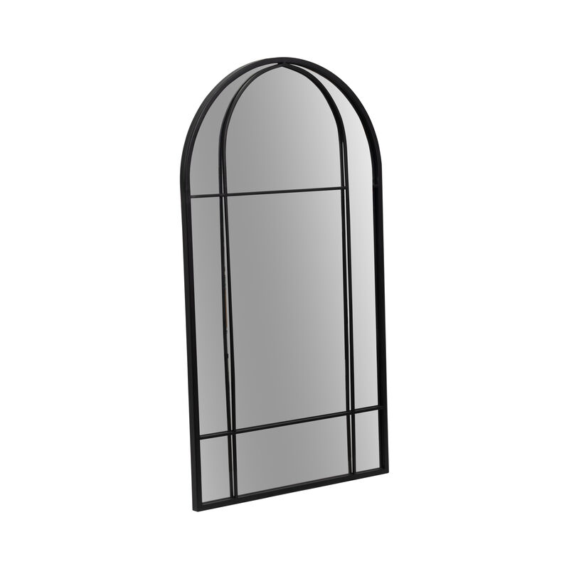 Metal 24x43 Arch Windowpane Mirror, Black image number 1