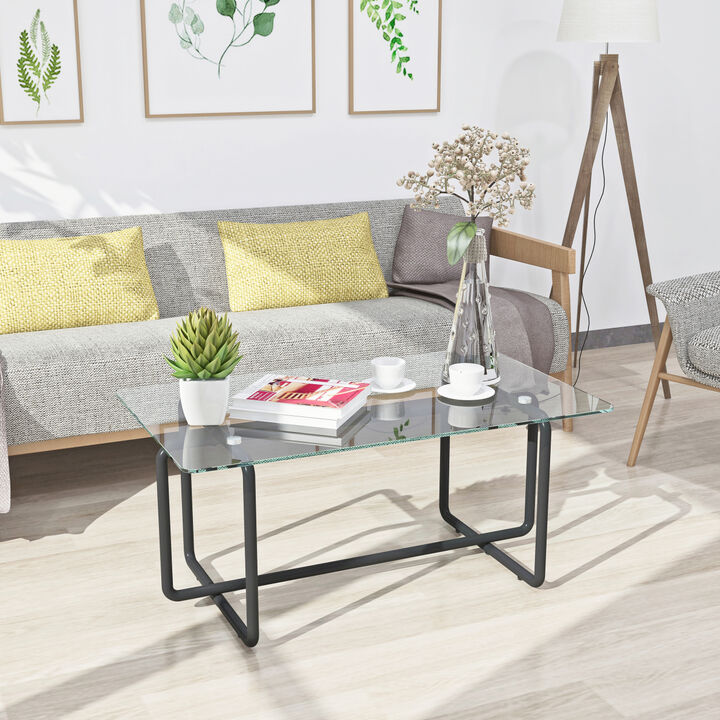 Modern Tempered Glass Tea Table Coffee Table, Table for Living Room, Transparent