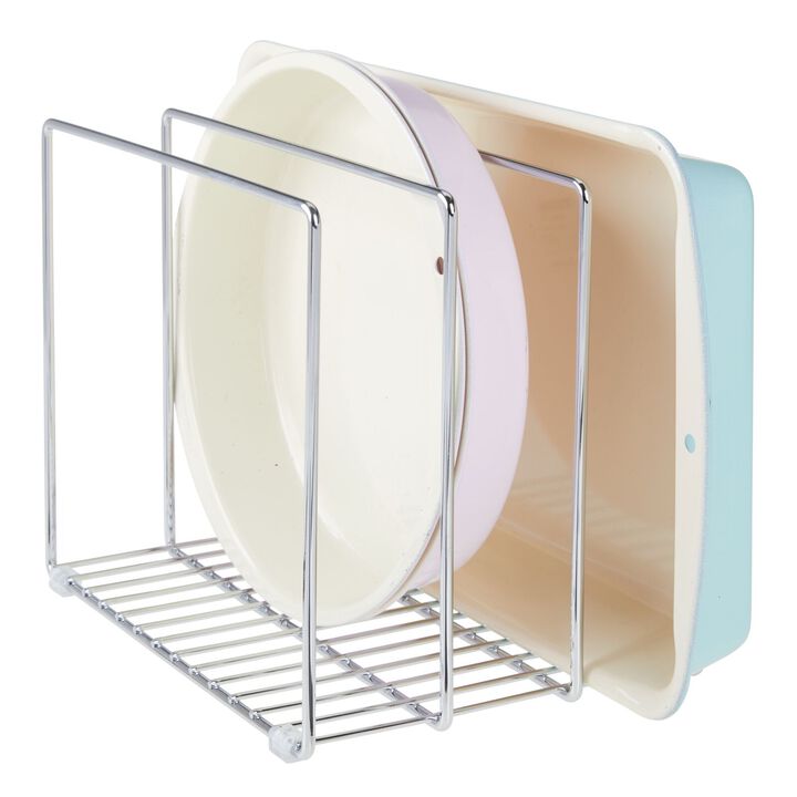 mDesign Steel Storage Tray Organizer Rack for Kitchen Cabinet - Graphite Gray