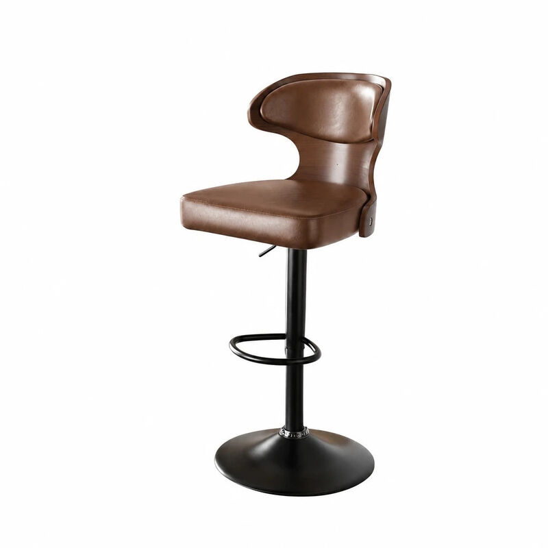 Ergonomic Modern Dual Color Steady PU Leather Bar Stool Swivel Height Adjustable Large Seat Hotel Outdoor Kitchen Counter Chair image number 2