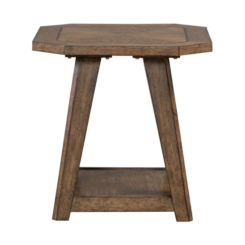 Liberty Furniture Carolina Park Octagonal End Table for Living Room - Amber Brown Oak image number 0