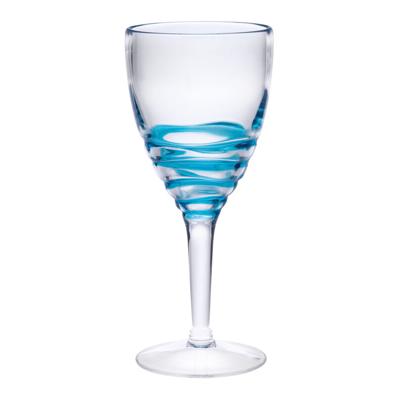 HomeRoots Set of Four Clear and Blue Swirl Acrylic Stemmed All Purpose Wine Glass image number 0
