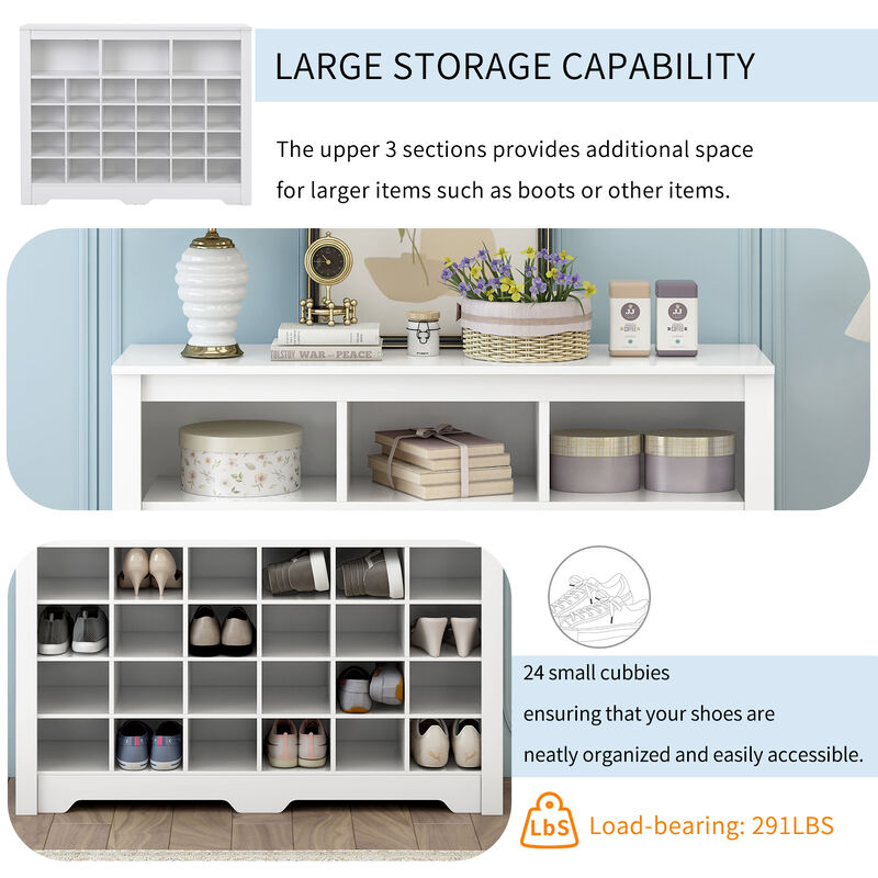 Merax Sleek Design Cubby Console Shoe Cabinet