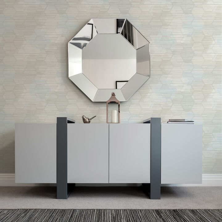 Jabari Grey Geometric Faux Grasscloth Wallpaper (Set of 2)