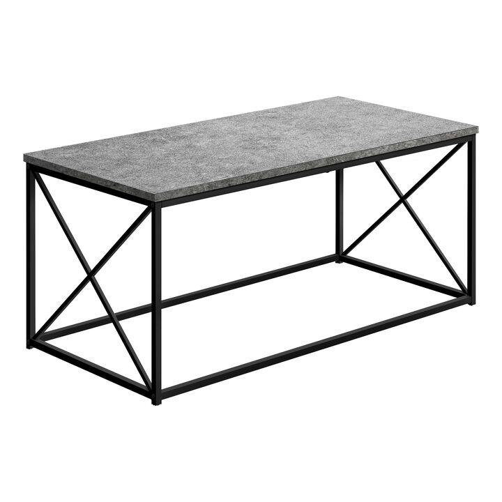 Monarch Specialties I 3785 Coffee Table, Accent, Cocktail, Rectangular, Living Room, 40"L, Metal, Laminate, Grey, Black, Contemporary, Modern