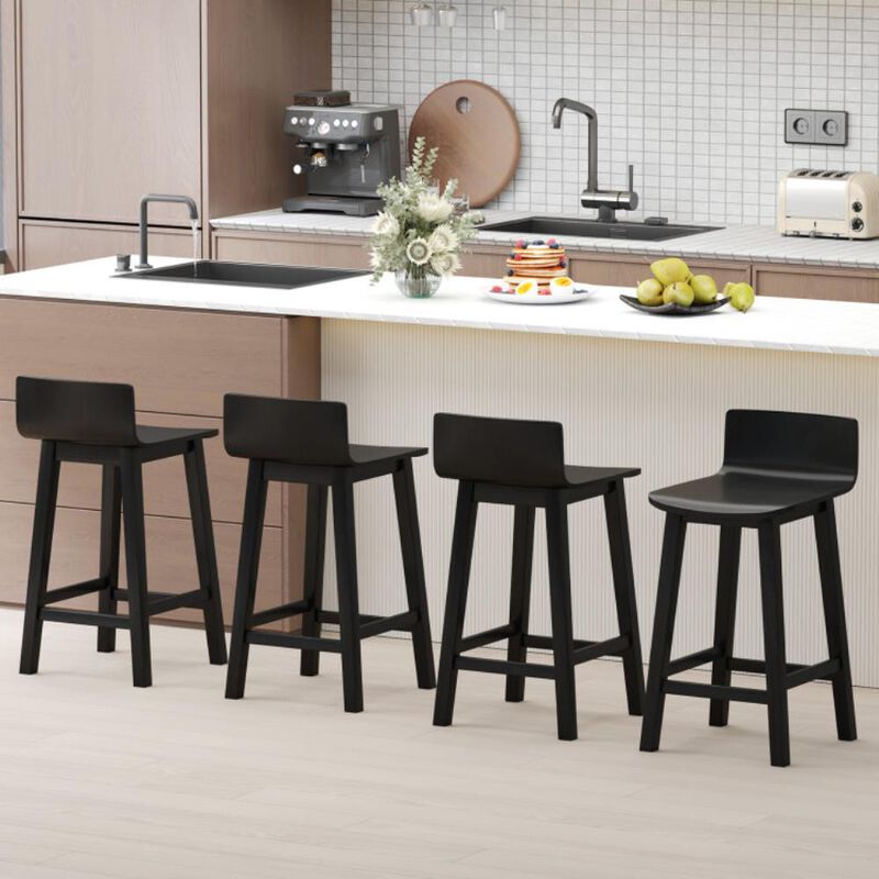 Hivvago Wood Bar Stools Set of 2 with Solid Back and Seat