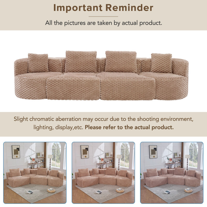 Merax Modular Sofa with Deep Seating & Bubble Velvet Upholstery &ndash; Freely Configurable Sections image number 5