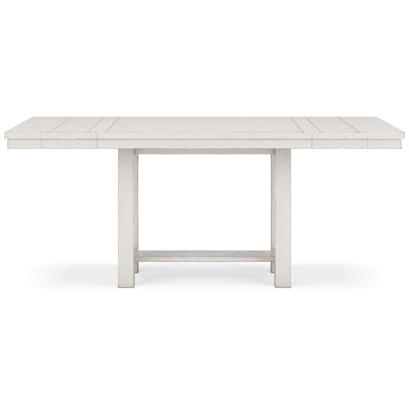 Fleur Counter Table with 2 Extension Leaves, White Wood, 62-86 Inch