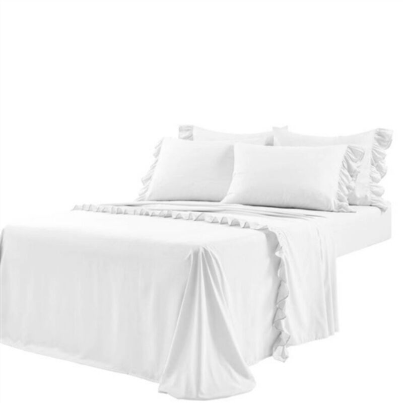 Deluxe 6-Piece Microfiber Sheet Set with Decorative Ruffles