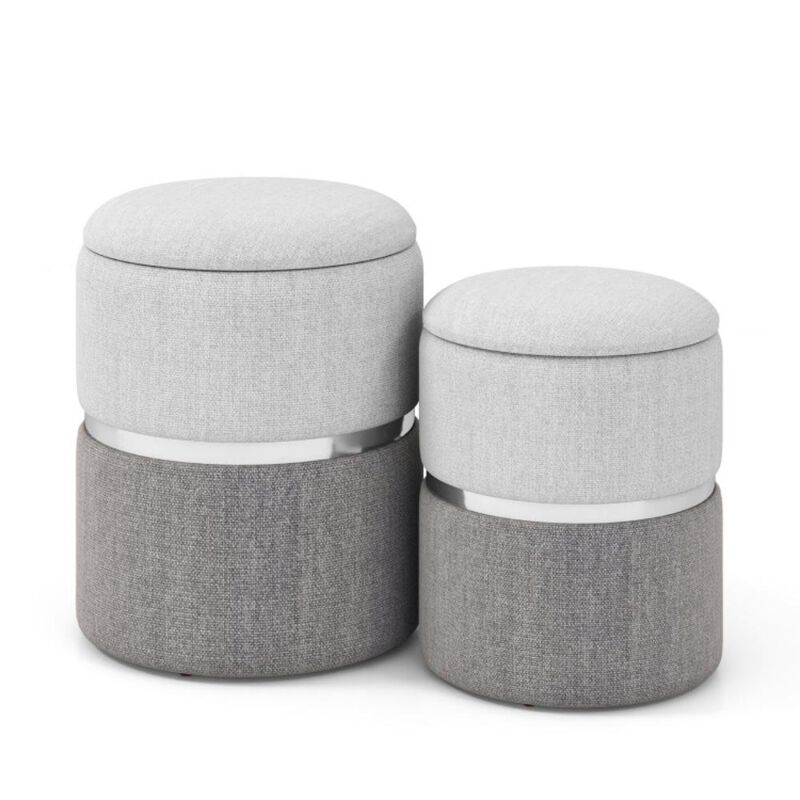 Hivvago Velvet Fabric Storage Ottoman Set of 2