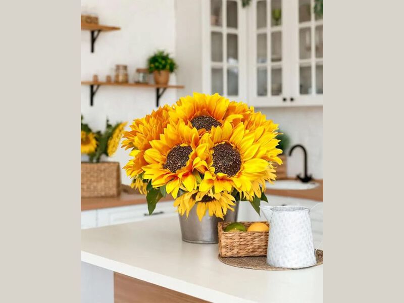 10 Piece Artificial Sunflower Flower Stems Long Stem Wedding Centerpiece Decor image number 1