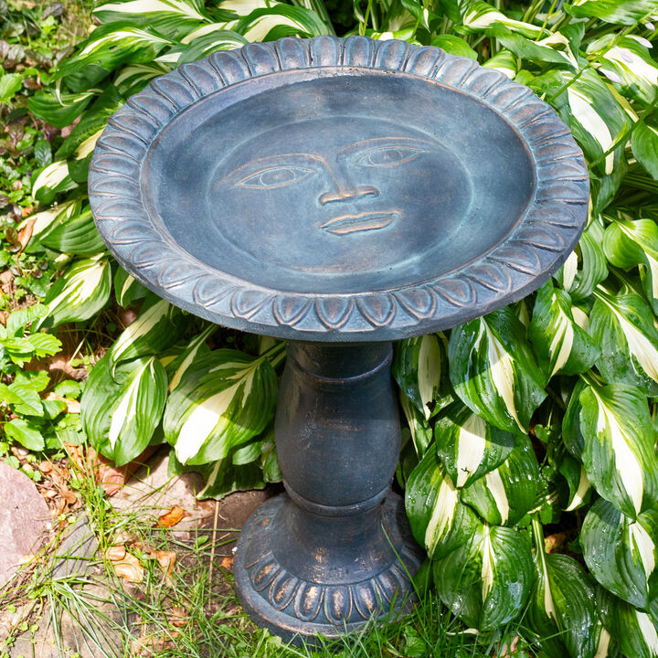 Sunnydaze Facade du Soleil Reinforced Concrete Bird Bath - 26 in - Blue