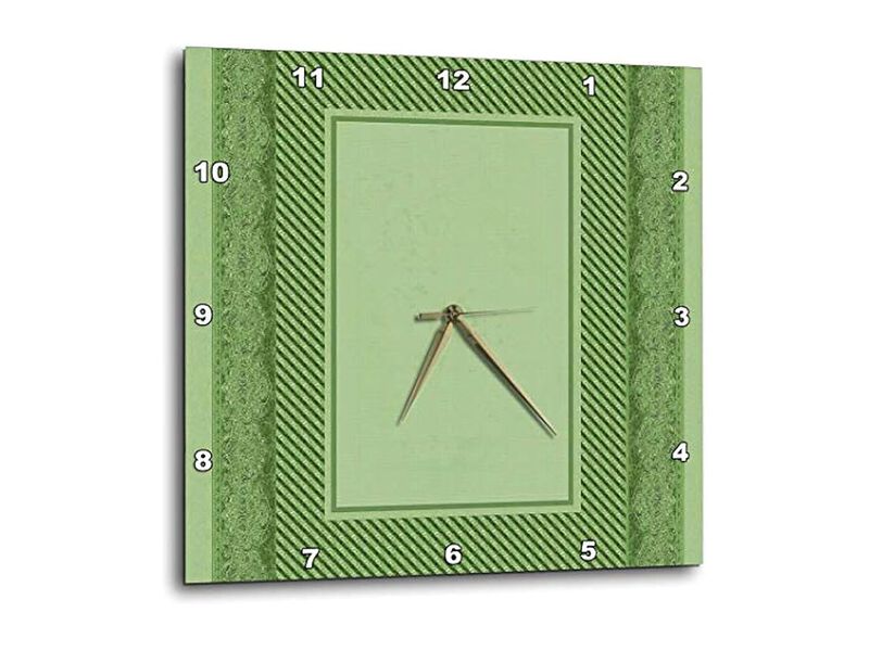 Sage Green Striped Damask Ribbon Wall Clock 10 Inch Home Decor image number 2