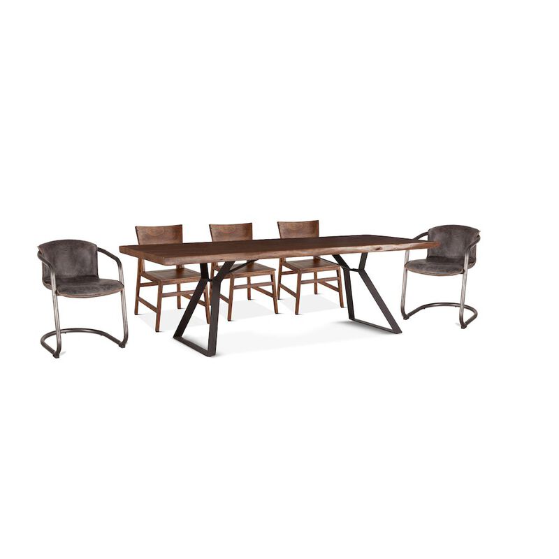 World Interiors Nottingham 80-Inch Acacia Wood Live Edge Dining Table in Walnut Finish image number 2