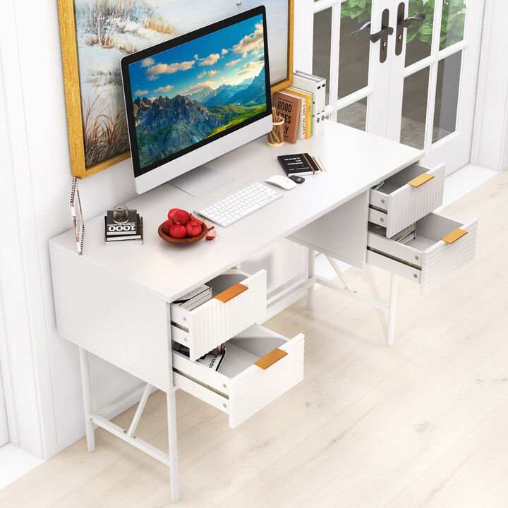 48 Inch Home Office Computer Desk with 4 Drawers-White
