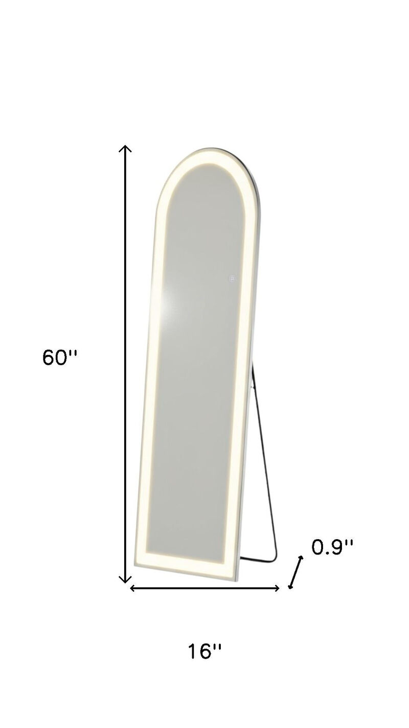 HomeRoots 60" Clear Arch Lighted Freestanding and Wall Mount Frameless Full Length Mirror image number 3