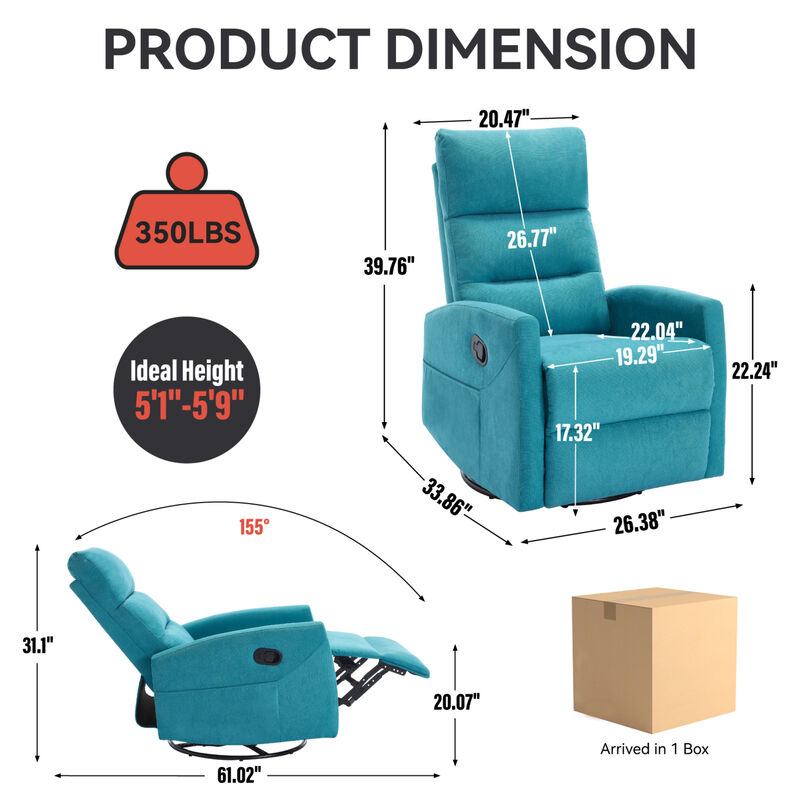 GOODSILO Manual Recliner Chair with Swivel and Rocking Function for Comfortable Living Room Seating image number 2