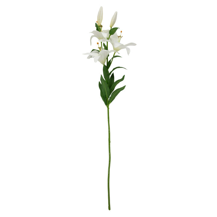 28" White Easter Lily Artificial Silk Floral Spray