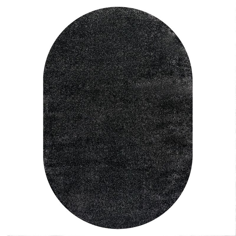 Haze Solid Low Pile Oval Area Rug