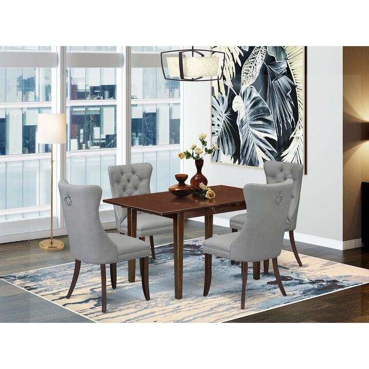 5 Piece Kitchen Table Set Contains a Rectangle Dining Table with Butterfly Leaf