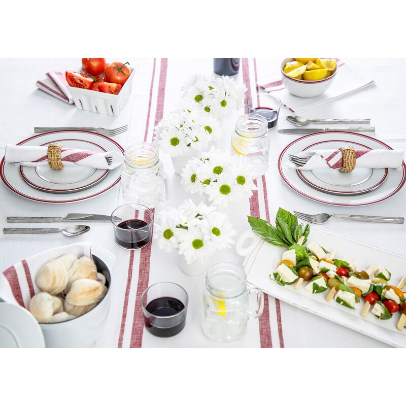 Solino Home 100% Pure Linen Dinner Napkins 20 x 20 Inch Set of 4 - French Stripe