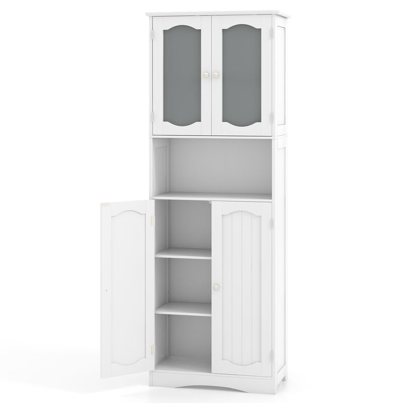 Frosted Glass Door Bathroom Cabinet Tall with Multiple Adjustable Shelves